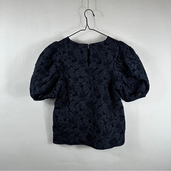 Endless Rose Floral Jacquard Puff Sleeve Top | Size Small - Picture 6 of 10